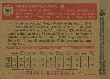 2003 Topps Shoebox Collection #1 Willie Mays Back