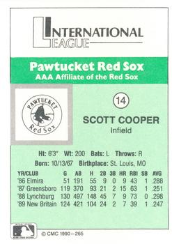 1990 CMC Pawtucket Red Sox #14 Scott Cooper Back