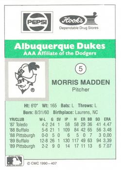 1990 CMC Albuquerque Dukes #5 Morris Madden Back