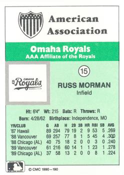 1990 CMC Omaha Royals #15 Russ Morman Back