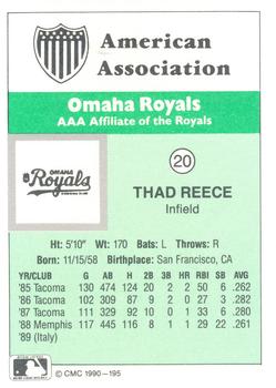 1990 CMC Omaha Royals #20 Thad Reece Back