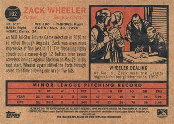 2011 Topps Heritage Minor League #102 Zack Wheeler Back