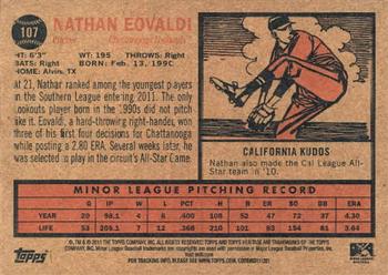 2011 Topps Heritage Minor League #107 Nathan Eovaldi Back
