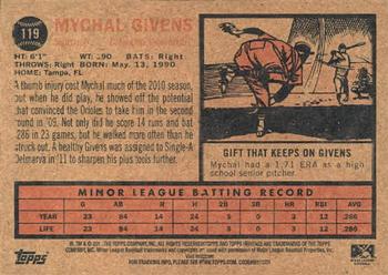 2011 Topps Heritage Minor League #119 Mychal Givens Back