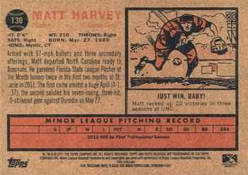 2011 Topps Heritage Minor League #130 Matt Harvey Back