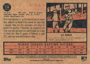 2011 Topps Heritage Minor League #134 L.J. Hoes Back