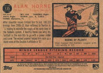 2011 Topps Heritage Minor League #135 Alan Horne Back
