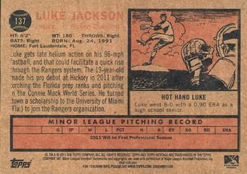 2011 Topps Heritage Minor League #137 Luke Jackson Back