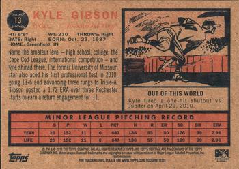 2011 Topps Heritage Minor League #13 Kyle Gibson Back