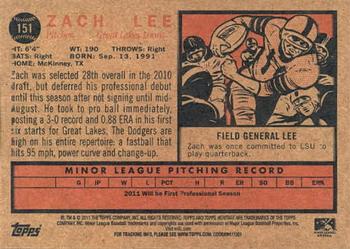 2011 Topps Heritage Minor League #151 Zach Lee Back