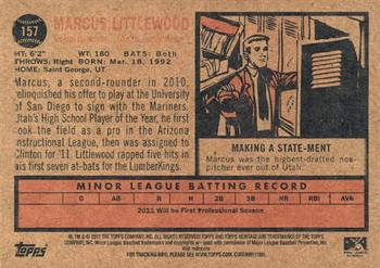 2011 Topps Heritage Minor League #157 Marcus Littlewood Back