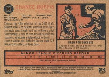 2011 Topps Heritage Minor League #165 Chance Ruffin Back