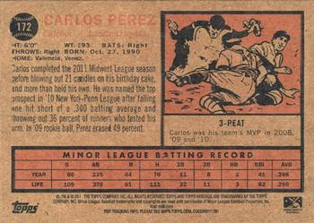 2011 Topps Heritage Minor League #172 Carlos Perez Back