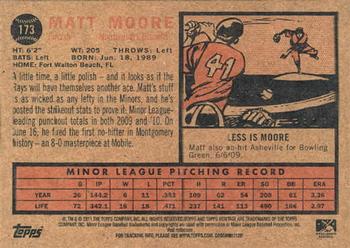 2011 Topps Heritage Minor League #173 Matt Moore Back