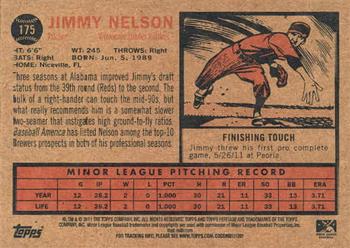 2011 Topps Heritage Minor League #175 Jimmy Nelson Back