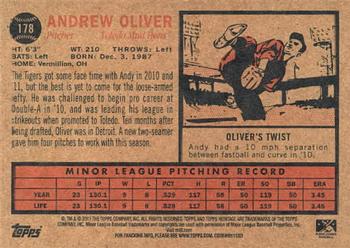 2011 Topps Heritage Minor League #178 Andrew Oliver Back