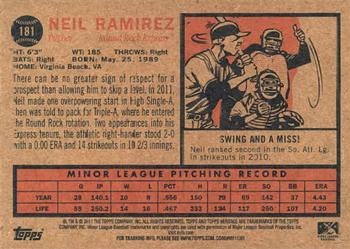 2011 Topps Heritage Minor League #181 Neil Ramirez Back