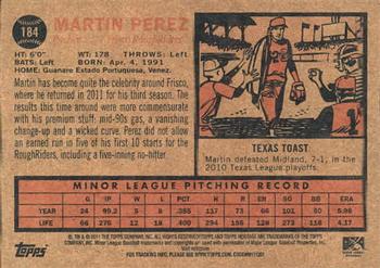 2011 Topps Heritage Minor League #184 Martin Perez Back
