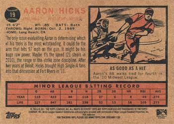 2011 Topps Heritage Minor League #19 Aaron Hicks Back