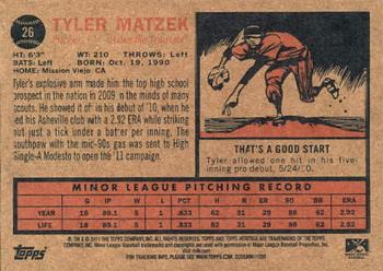 2011 Topps Heritage Minor League #26 Tyler Matzek Back