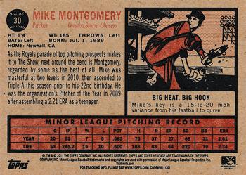 2011 Topps Heritage Minor League #30 Mike Montgomery Back