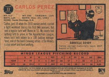 2011 Topps Heritage Minor League #33 Carlos Perez Back