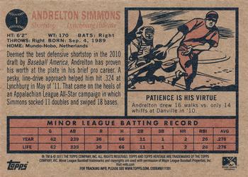 2011 Topps Heritage Minor League #1 Andrelton Simmons Back