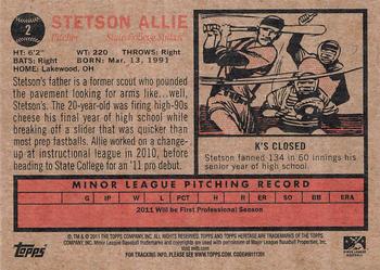 2011 Topps Heritage Minor League #2 Stetson Allie Back