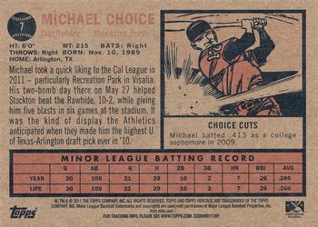 2011 Topps Heritage Minor League #7 Michael Choice Back