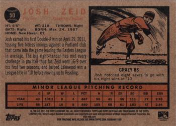 2011 Topps Heritage Minor League #50 Josh Zeid Back