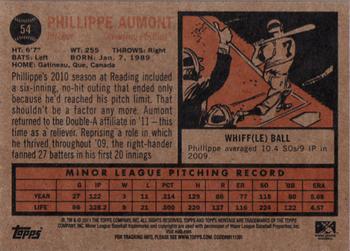 2011 Topps Heritage Minor League #54 Phillippe Aumont Back