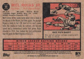 2011 Topps Heritage Minor League #98 Mel Rojas Jr. Back
