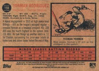 2011 Topps Heritage Minor League #198 Yorman Rodriguez Back