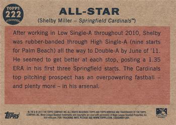 2011 Topps Heritage Minor League #222 Shelby Miller Back