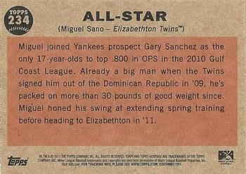 2011 Topps Heritage Minor League #234 Miguel Sano Back