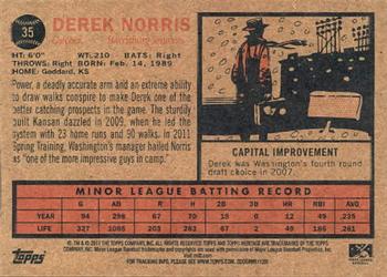 2011 Topps Heritage Minor League #35 Derek Norris Back