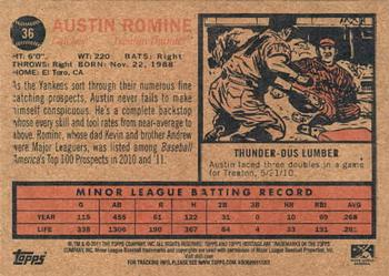 2011 Topps Heritage Minor League #36 Austin Romine Back