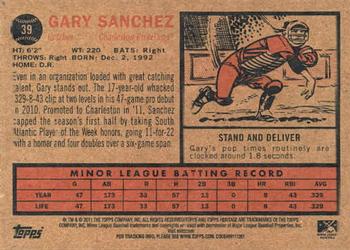 2011 Topps Heritage Minor League #39 Gary Sanchez Back