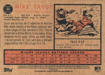 2011 Topps Heritage Minor League #44 Mike Trout Back
