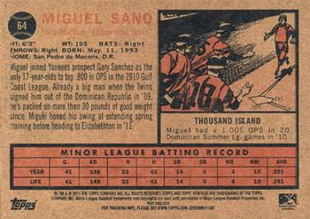2011 Topps Heritage Minor League #64 Miguel Sano Back