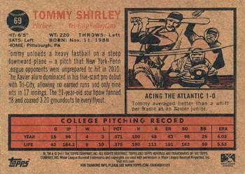 2011 Topps Heritage Minor League #69 Tommy Shirley Back