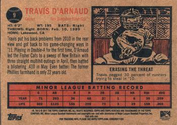 2011 Topps Heritage Minor League #9 Travis D'Arnaud Back