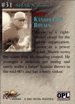 2001 Royal Rookies Throwbacks #31 Shawn Sonnier Back