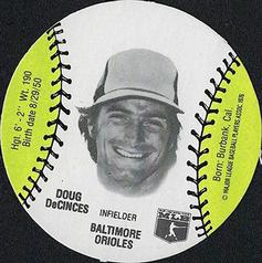 1977 Burger Chef Fun Meal Discs #NNO Doug DeCinces Front