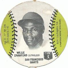 1977 Burger Chef Fun Meal Discs #NNO Willie Crawford Front