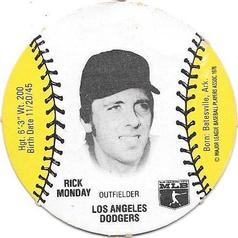1977 Burger Chef Fun Meal Discs #NNO Rick Monday Front