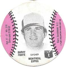 1977 Burger Chef Fun Meal Discs #NNO Barry Foote Front