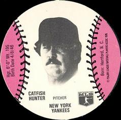 1977 Burger Chef Fun Meal Discs #NNO Catfish Hunter Front
