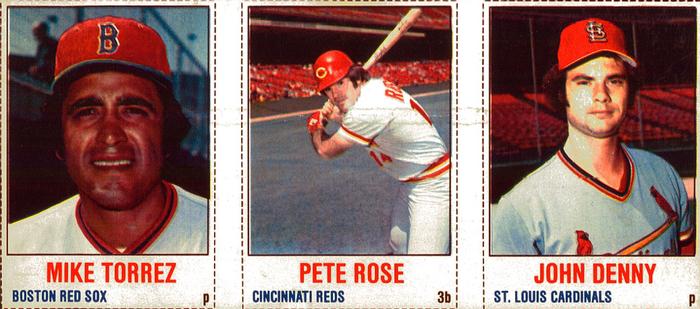 1978 Hostess - Panels #127-129 Mike Torrez / Pete Rose / John Denny Front