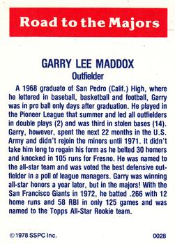 1978 SSPC 270 #28 Garry Maddox Back